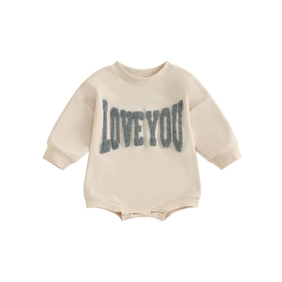 Bagilaanoe Newborn Baby Girl Boy Oversized Romper Sweatshirt Long Sleeve Bodysuits Letter Embroidery Pullover 3M 6M 12M 18M Infant Casual Tee Tops