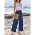 thumbnail image 4 of Pantalones Palazzo ANRABESS para mujer, cintura alta, pierna ancha, azul marino, 4 of 6