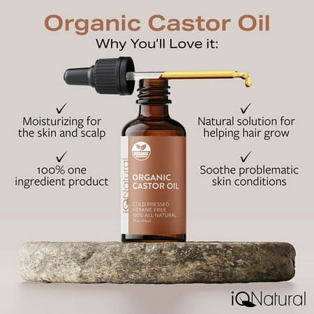 IQ Natural Organic Castor Oil with Applicator Kit for Eyelash & Eyebrow Growth - 1oz (30ml) (2 Pack)