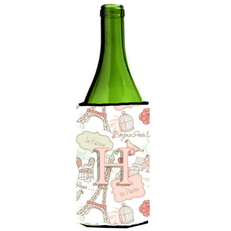 

Caroline s Treasures CJ2002-HLITERK Letter H Love in Paris Pink Wine Bottle Hugger Wine Bottle multicolor