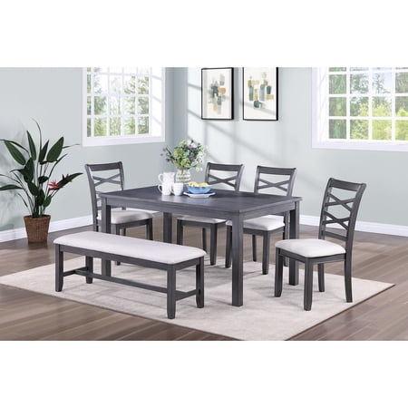 Contemporary 6-Piece Dining Furniture Set | For Casual Dining in the Dining Room | Unique Design Back for Distinctive Look | Meets the Desire for Unique Furniture