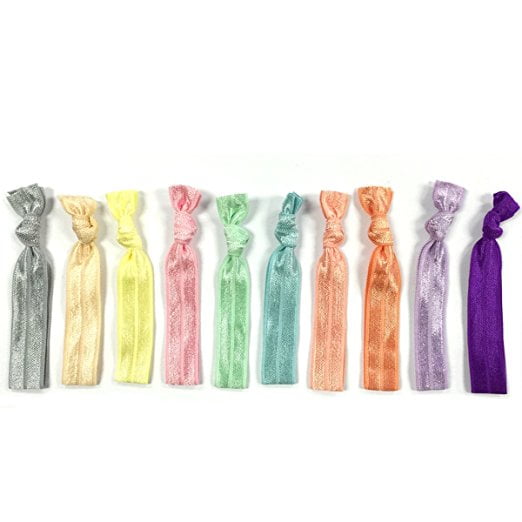ALLYDREW 10 Pack No Crease Elastic Ribbon Hair Ties Ponytail Hair Ties