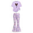 thumbnail image 3 of Tiijoy Valentine's Day Girls Outfits Cute Bow Heart Print Short Sleeve Tshirt Flared Pants Set, Sizes 9-10, 3 of 4