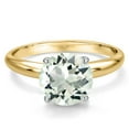 thumbnail image 3 of Gem Stone King 14K Two Tone Gold Green Prasiolite Solitaire Engagement Ring for Women | 2.40 Cttw | Round 9MM | Gemstone Birthstone | Size 7, 3 of 6