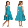 thumbnail image 5 of vastwit Girls Sparkly Rhinestone V-Neck Sleeveless Chiffon Pleated Dress for Wedding Banquet Prom Party Turquoise 6, 5 of 6