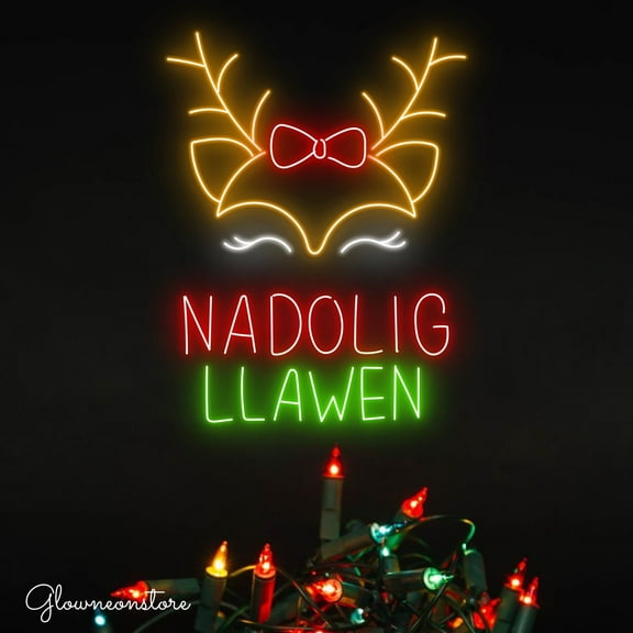Glowneon Nadolig Llawen Neon Sign, Nadolig Llawen LED Sign, Merry Christmas Led Light