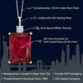 thumbnail image 2 of Gem Stone King 20.00 Cttw Red Created Ruby Pendant Necklace for Women in 925 Sterling Silver | Emerald Cut 18X13MM | With 18 inch Silver Chain, 2 of 5