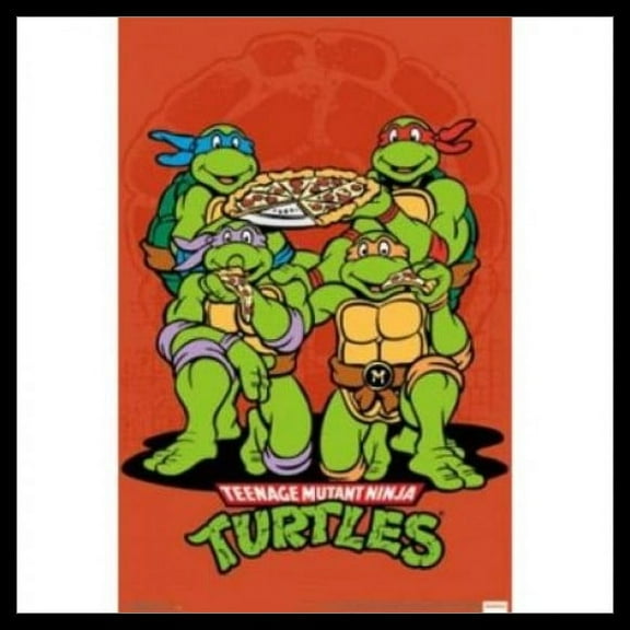 Teenage Mutant Ninja Turtles Pizza Laminated & Framed Poster (24 X 36)
