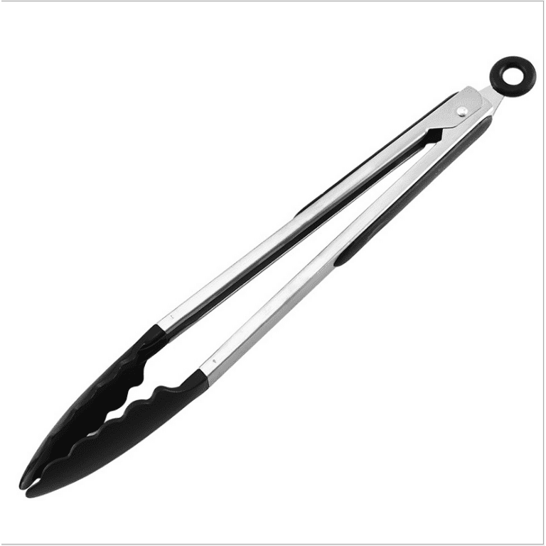 Unique Bargains Kitchen Stainless Steel Silicone Tipped BBQ Cooking Tongs Burgundy 9 1 PC