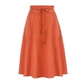 thumbnail image 4 of VUPSGEZ Skater Skirt Features Elastic Waist Band Women Elastic High Waist Boho Maxi Skirt Casual Drawstring A Line Long Skirt Women'S Cotton Eyelet Midi Skirt(Orange,L), 4 of 6