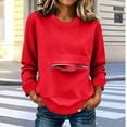 thumbnail image 5 of SETOOFF Womens Long Sleeve Sweatshirts Crew Neck Zip Front Pocket Loose Casual Shirts Pullover Tops Women Spring Fall Lounge Travel Daily Outfit, 5 of 6