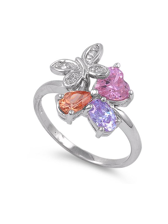 Butterfly Aphrodite Cubic Zirconia Ring Sterling Silver 925