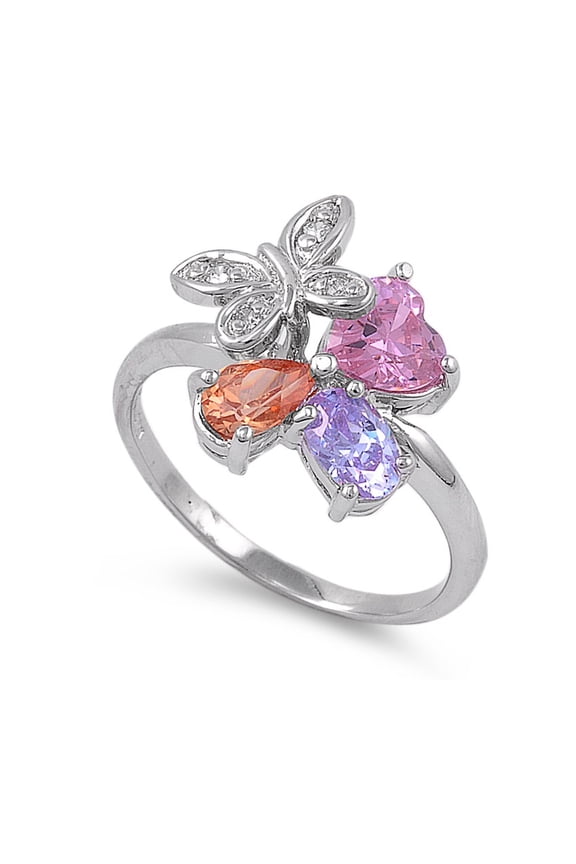 Butterfly Aphrodite Cubic Zirconia Ring Sterling Silver 925