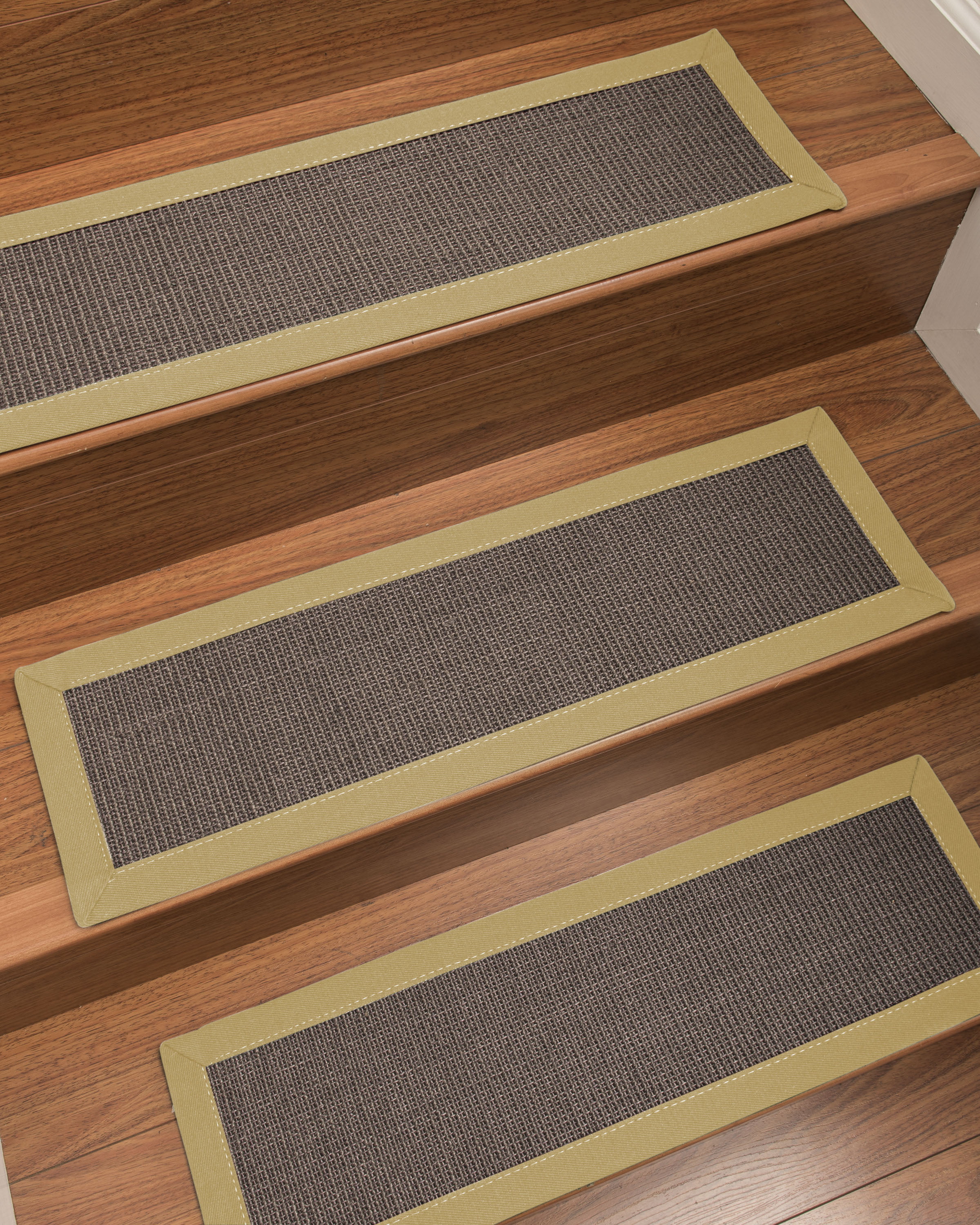 9" x 29" Handmade Custom Stair Treads Carpet "Big Sur" Sisal Dark Grey 