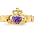 thumbnail image 4 of 14k Yellow Gold CZ February Birthstone Claddagh Heart Ring - Ring Size 7.0, 4 of 8