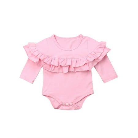 

Inevnen Newborn Baby Boys Girls Summer Clothes Romper Bodysuit Solid Color Long Sleeve Jumpsuit