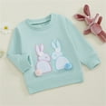 thumbnail image 4 of YUQIN Toddler Girl Easter Outfit Bunny Embroidered Sweatshirt Long Sleeve Pullover Tops Soft Crewneck Blouses Baby Spring Clothes Fashion Top Basic Tees, 4 of 8