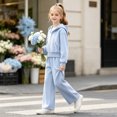 thumbnail image 7 of OJSFQUFP Girls 2 Piece Tracksuit Set Zip‑Up Hoodie Jacket + Wide Leg Pants Kids Casual Sport Outfit for School, 7 of 7