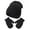 Black, variant on Krdevn Solid Knit Turn up Edge Cap and Mitten Set, Stretchy Secure Fit for Casual Everyday Wear (Baby,Toddler),S