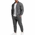 thumbnail image 4 of LYSMORA Men's Bomber Tracksuit Set Full Zip Jacket Drawstring Jogger Pants Outfit for Casual Walks and Light Training, 4 of 7