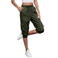 thumbnail image 4 of Womens Capri Pants,Capri Pants for Women Summer Solid Color Capri Joggers with Pockets High Wasit Drawstring Casual Capris, 4 of 9