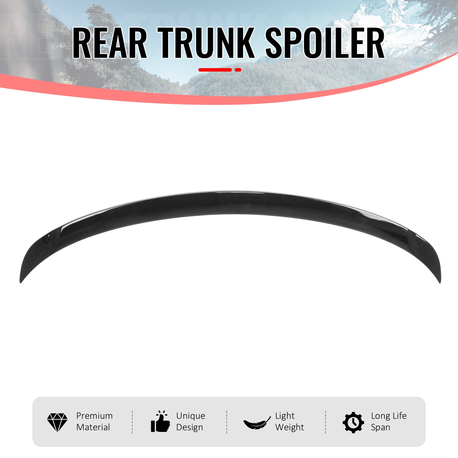 Ikon Motorsports Trunk Spoiler Compatible with 2026 Tesla Model Y Juniper, P Style Gloss Black ABS Plastic Add-on Rear Trunk Lid Spoiler Wing Lip