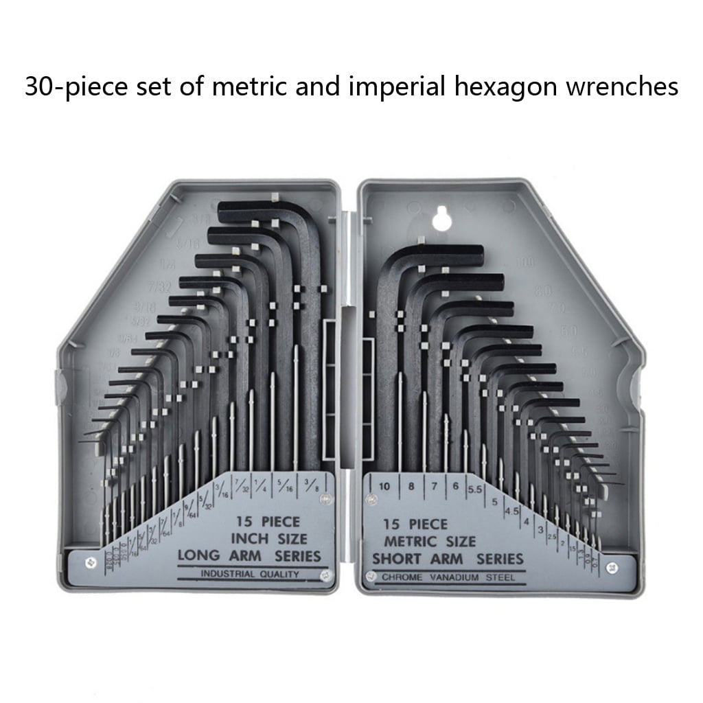lanema 30-Piece Premium Hex for Key Allen Wrench Set, SAE and Metric Assortment, L Shape, 0.028-3/8 inch | In Storage for Case