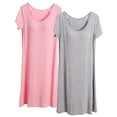 thumbnail image 2 of Aboser 2 Pack Womens Nightgown with Built in Bras Plus Size Short Sleeve Sleepwear Comfortable Modal Long Nightdress Soft Scoop Neck Pajama Shirts, 2 of 3