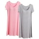 thumbnail image 1 of Camisón largo de 2 piezas para mujer, color liso, largo medio, manga corta, con copas acolchadas, para el hogar, modal, 1 of 2