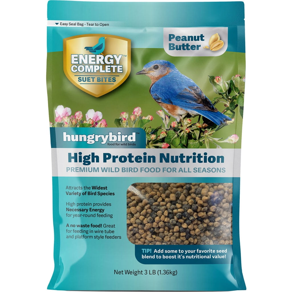 Hungrybird Energy Complete, 3lb - High-Protein Peanut Butter Suet Bites for Outside Wild Birds