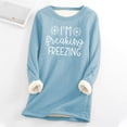 thumbnail image 2 of Jinhomg Casual Loose Pullovers for Women Fall Winter Warm Sherpa Lined Sweatshirt Funny Letter Print Long Sleeve Crewneck Loungewear Tops Light Blue XL, 2 of 6