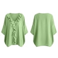 thumbnail image 3 of Setooff Solid Ruffle V Neck Loose Womens Tops, Lightweight Cotton Linen Blend 3/4 Length Sleeve Casual Trendy Womens Shirts, 3 of 7