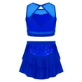 thumbnail image 3 of iixpin Kids Girls Jazz Ballet Modern Lyrical Dance Costume Cheerleading Sequin Tank Tops with Skirt Set Royal Blue 8, 3 of 6
