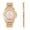 Gold; Baby Pink, variant on Women's Baguette Cut Iced Out Diamond Watch - Drop it Down with This Bling'ed Out Crystal Tennis Bracelet on Your Wrist Ladies! - ST10372MLA-TB (ST10372MLA Metal Silver Silver- TB)