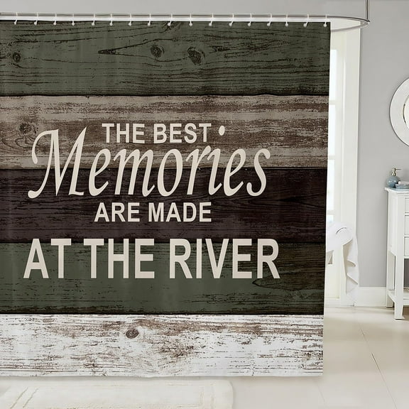 River Theme Waterproof Shower Curtains Luxury Heavy Fabric Bathroom Shower Curtain Vintage Wood Hotel Home Dorm Bathtubs Decor Shower Curtain Machine Washable Grommet Curtain 72 x 84 Inch