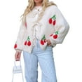 thumbnail image 2 of Cárdigan de Punto Grueso Oversize con Lazo Delantero para Mujer, Estampado de , Estilo Y2K S, 2 of 9