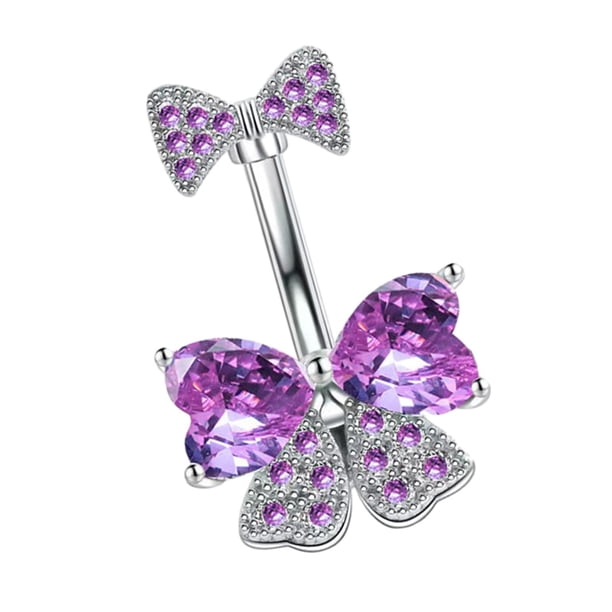 Anillo para ombligo colgante, Piercing para el cuerpo, lazo llamativo, anillo para ombligo colgante curvo, anillo para ombligo para Navidad, cumpleaños, aniversario Púrpura Yinane Anillo en el ombligo
