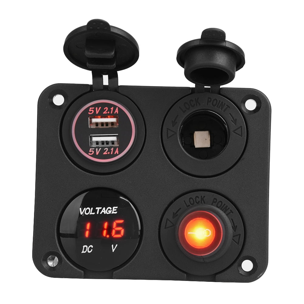 OTVIAP USB Charger LED Voltmeter, Toggle Switch Panel USB,4 Gang 4.2A