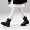 thumbnail image 5 of Kids Cozy Fleece Trim Mid‑calf Boots, Winter Warm Side Zip‑up Leather Boots, 5 of 8