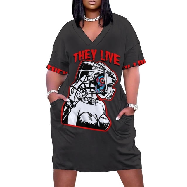 Camiseta Sheriff de They Live, vestido holgado esencial con bolsillos, vestido de verano para mujer, vestido elegante para invitada de boda.