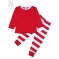 thumbnail image 2 of Gustave Christmas Family Matching Pajamas Set Striped Xmas Family Pjs Set Holiday Jammies Sleepwear 2 Pieces Long Sleeve Tops Pants Loungewear for Women Men Kids Couples, 2 of 5