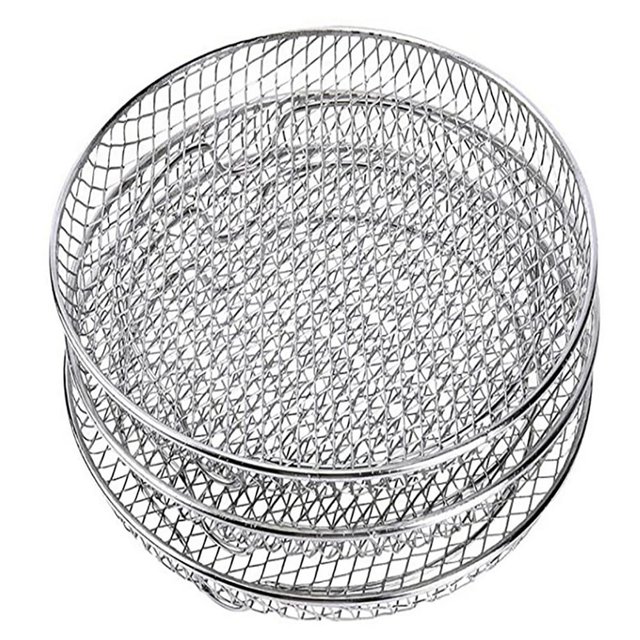 Air Fryer Three Stackable Dehydrator Racks 304 Stainless Steel Air Fryer Basket Tray Air Fryer Accessories Dishwasher Safe Fit for Oven and Press Cooker Compatible with Most Air Fryer