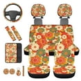 thumbnail image 6 of Binienty Boho Hippie Vehicle Seat Covers Front Split Rear 14 PCS with Armrest Cover Seat Belt Pads Headrest Covers Steering Wheel Cover Universal Car Interior Decor Set, 6 of 8