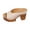 Beige, variant on Wide Width Sandals for Women, Beach Sandals, Summer Shoes, Vacation Sandals for Women, Women's Quilted Platform Mule Sandals, Open-Toe Chunky Heel Slides With Grid Pattern, Light Brown 9.5