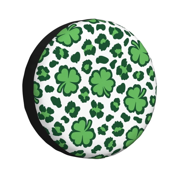 Balery Leopard print St. Patrick's Day Cubiertas para Neumáticos - Protector Resistente para Neumáticos de Camioneta, SUV, Remolque, Camper y RV-14 inch