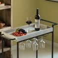 thumbnail image 4 of Metal Wine Bar Serving Cart with Rolling Wheels, Wine Rack, and Glass Holder, 4 of 7