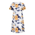 thumbnail image 3 of QJUHUNG Midi pour Femmes Été Décontracté Ample Boho Imprimé Floral Col Rond Manches Courtes Robe Froncée Longueur Genou avec Poches, 3 of 3