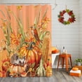 thumbnail image 2 of Shower Curtain 48"W x 72"L Fall Thanksgiving Robin Wheat Hedgehog Pumpkins Brown Fabric Shower Curtains Set with Hooks Water Repellent Bathroom Curtains Machine Washable Bathroom Accessories, 2 of 6