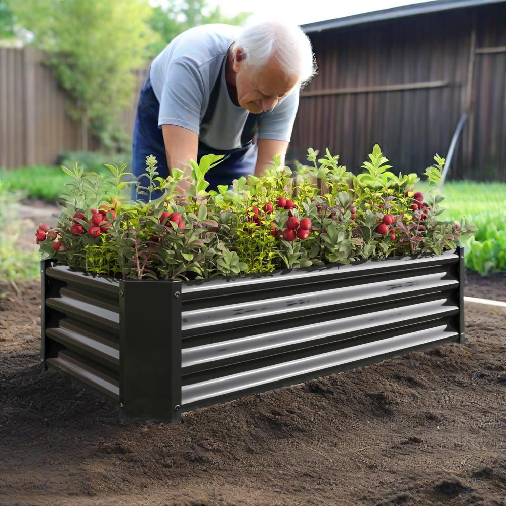 Galvanized Steel Raised Garden Bed Kit - Outdoor Metal Planter Box for Vegetable/Flower Planting & Landscaping, Heavy Duty Rust-Resistant Design