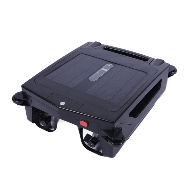 Automatic Robotic Pool Cleaner, Solar Robotic Pool Skimmer with Brushless Motor, Waste Collection, Light Indication, Auto Obstacle Avoidance for Swimming Pool Cleaning